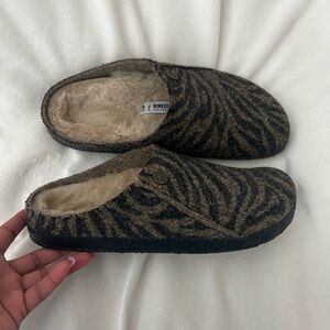Birkenstock Animal Pattern Wool Clogs